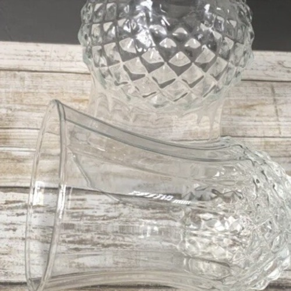 Vintage Home Interiors Candle Votive Holders Clear Glass Diamond Pair 2pc - Picture 5 of 6